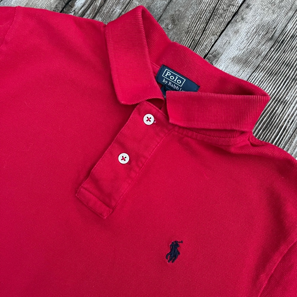 Boys Red Polo Ralph Lauren Golf Shirt Size M 10-12